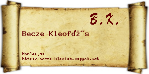 Becze Kleofás névjegykártya